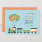 Birthday Train Birthday Party Invitation Kaart (Voorkant / Achterkant)