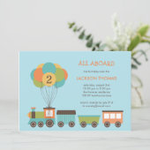 Birthday Train Birthday Party Invitation Kaart (Staand voorkant)
