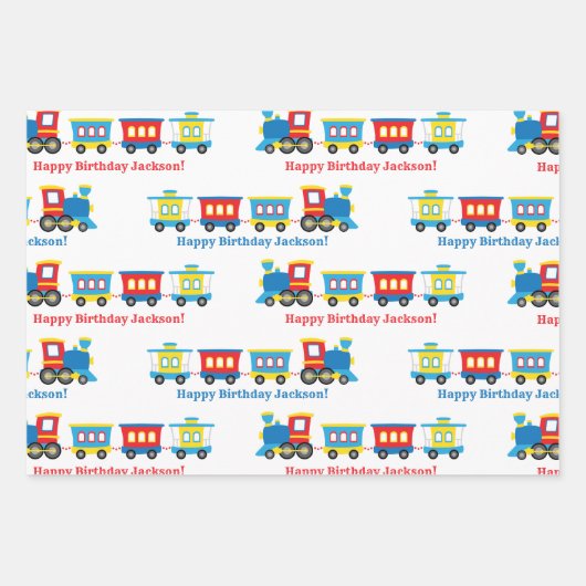 Birthday Train Inpakpapier Vel (Voorkant)
