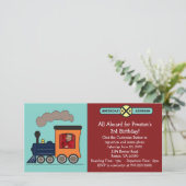 Birthday Train Photo Invitation - Red/Blue (Staand voorkant)