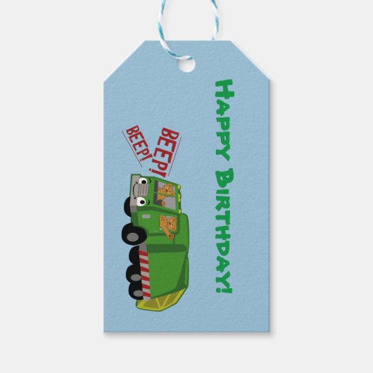 Birthday Trash Truck Cadeaulabel (Voorkant)