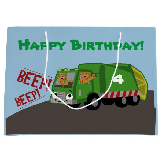 Birthday Trash Truck Groot Cadeauzakje (Voorkant)