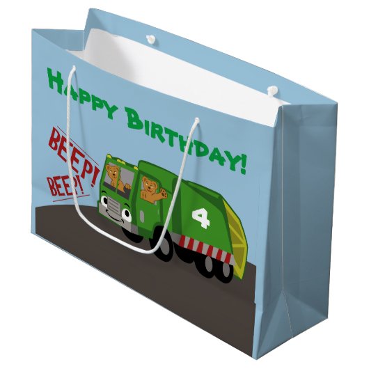 Birthday Trash Truck Groot Cadeauzakje (Voorkant Gekanteld)