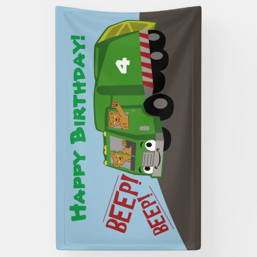 Birthday Trash Truck Spandoek (Verticaal)