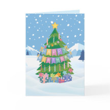 Birthday Tree Kaart - Vrolijk Kerstfeest & Verjaar