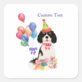 Birthday Tri Cavalier King Charles Spaniel  Vierkante Sticker