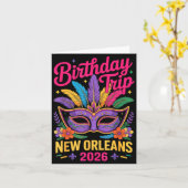 Birthday Trip New Orleans 2026 Matching Mardi Gras Kaart (Gele Bloem)