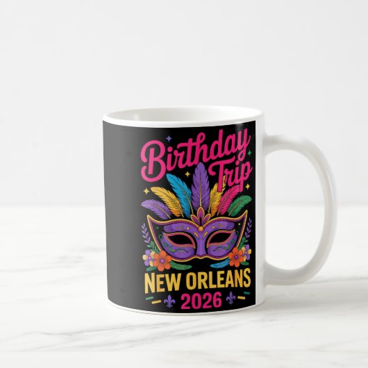 Birthday Trip New Orleans 2026 Matching Mardi Gras Koffiemok (Rechts)
