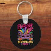 Birthday Trip New Orleans 2026 Matching Mardi Gras Sleutelhanger (Voorkant)