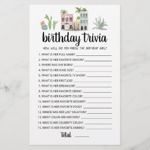 Birthday Trivia editable game