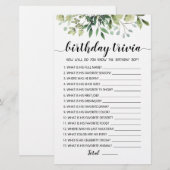 Birthday Trivia editable game (Voorkant / Achterkant)