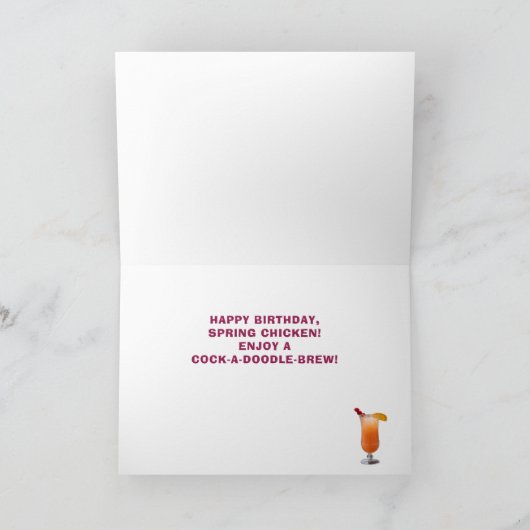 Birthday Tropical Funny Rooster Cocktails Beach Kaart (Binnen)