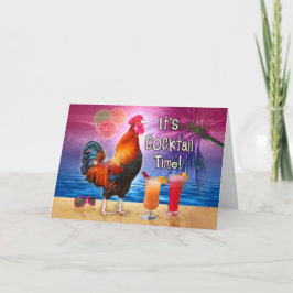 Birthday Tropical Funny Rooster Cocktails Beach Kaart