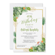 Birthday Tropical Palm Botanical Floral Green Gold