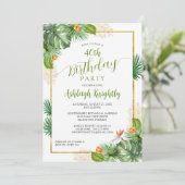 Birthday Tropical Palm Botanical Floral Green Gold Kaart (Staand voorkant)