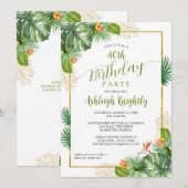 Birthday Tropical Palm Botanical Floral Green Gold Kaart (Voorkant / Achterkant)