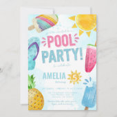 Birthday Tropical Summer Pool Kaart (Voorkant)