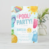 Birthday Tropical Summer Pool Kaart (Staand voorkant)