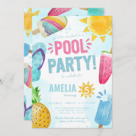 Birthday Tropical Summer Pool Kaart