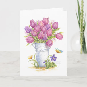 Birthday Tulip Pail Wenskaart Kaart