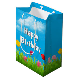 Birthday Tulips Medium Gift Bag Cadeauzakje