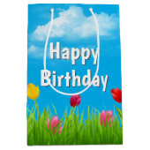 Birthday Tulips Medium Gift Bag Cadeauzakje (Voorkant)