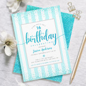 Birthday turquoise glitter stippen script aangepas kaart