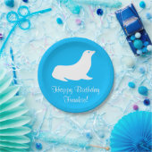 Birthday Turquoise Zee Lion 4Frankie (naam) Papieren Bordje (Feest)