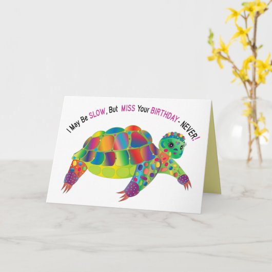 Birthday, Turtle Colorful Kaleidoscope Collection Kaart (Gele Bloem)