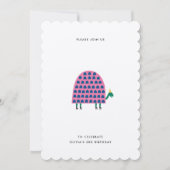 Birthday Turtle Invitation roze Modern Girl Kaart (Voorkant)