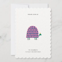 Birthday Turtle Invitation roze Modern Girl