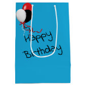 Birthday Tuxedo Cat Looking Through a Wine Glass Medium Cadeauzakje (Achterkant)