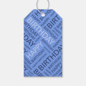 Birthday-typografie aangepaste tekst blauw cadeaulabel (Voorkant)