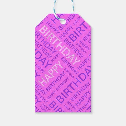 Birthday typografie aangepaste tekstroze cadeaulabel (Voorkant)