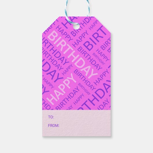 Birthday typografie aangepaste tekstroze cadeaulabel (Achterkant)