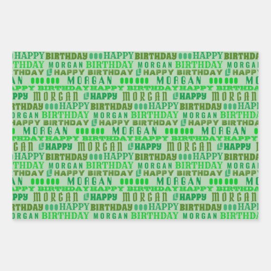 Birthday Typografie Green Elke leeftijd voegt Kind Inpakpapier Vel (Voorkant 2)