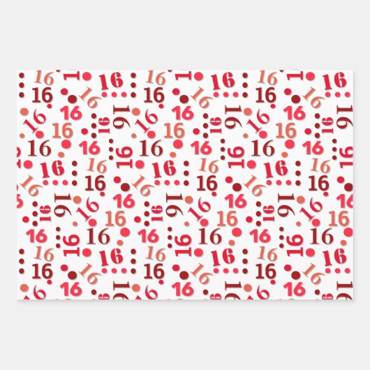 Birthday Typografie Rood Elke leeftijd Kinder naam Inpakpapier Vel (Voorkant 3)