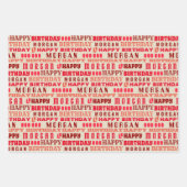Birthday Typografie Rood Elke leeftijd Kinder naam Inpakpapier Vel (Voorkant 2)