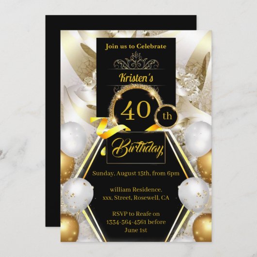 Birthday Uitnodiging (Voorkant / Achterkant)