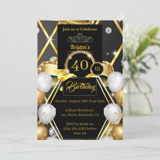 Birthday Uitnodiging (Staand voorkant)