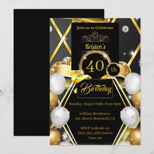 Birthday Uitnodiging (Voorkant / Achterkant)