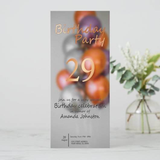 Birthday-uitnodiging (Staand voorkant)