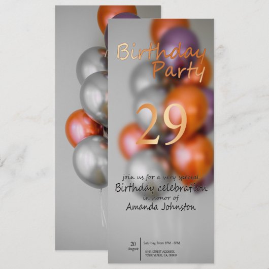 Birthday-uitnodiging (Voorkant / Achterkant)