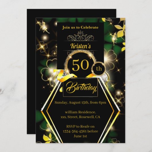 Birthday Uitnodiging (Voorkant / Achterkant)