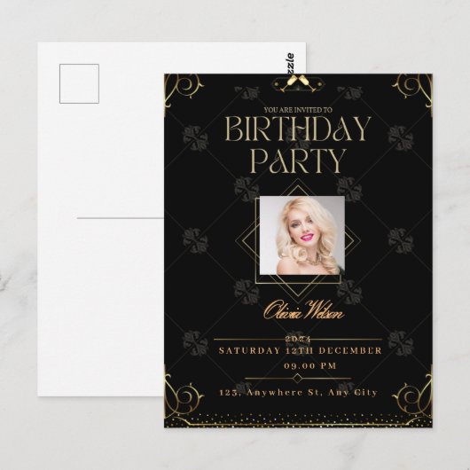 Birthday Uitnodiging (Voorkant / Achterkant)