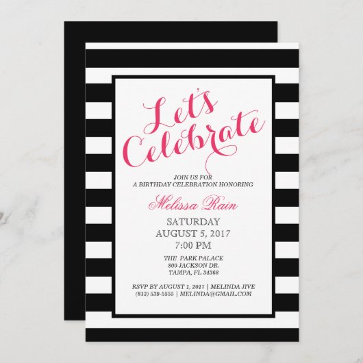 Birthday Uitnodiging (Voorkant / Achterkant)