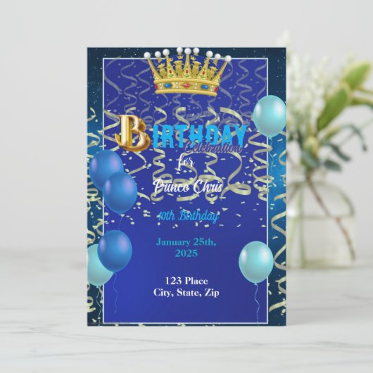 Birthday Uitnodiging (Staand voorkant)