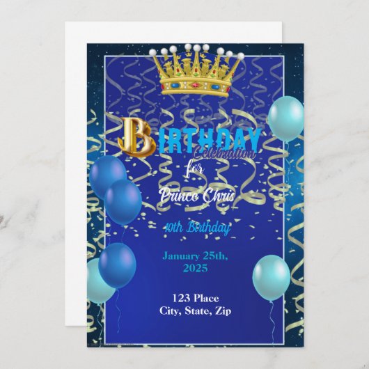 Birthday Uitnodiging (Voorkant / Achterkant)