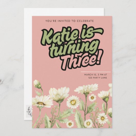 Birthday Uitnodiging (Voorkant / Achterkant)