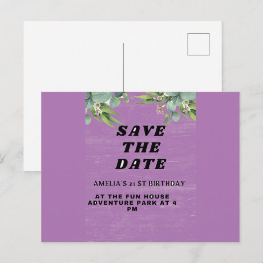 Birthday Uitnodiging (Voorkant / Achterkant)